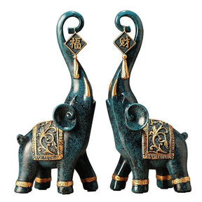 Escultura Decorativa Par de Elefante da Sorte