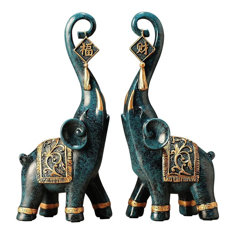 Escultura Decorativa Par de Elefante da Sorte