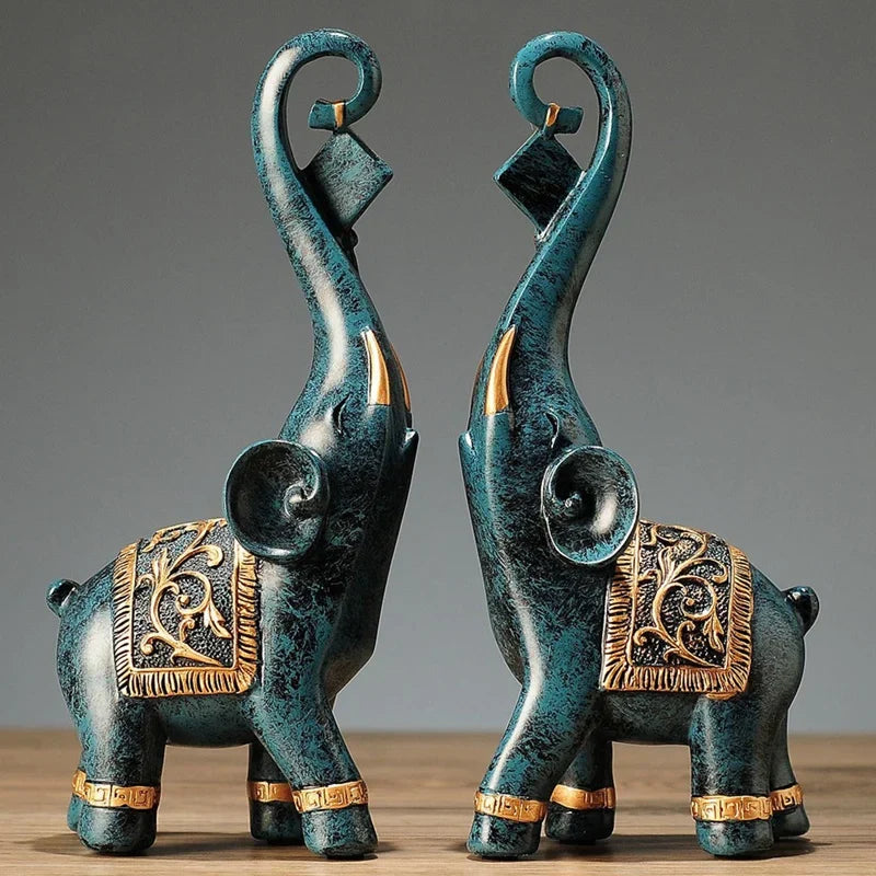 Escultura Decorativa Par de Elefante da Sorte